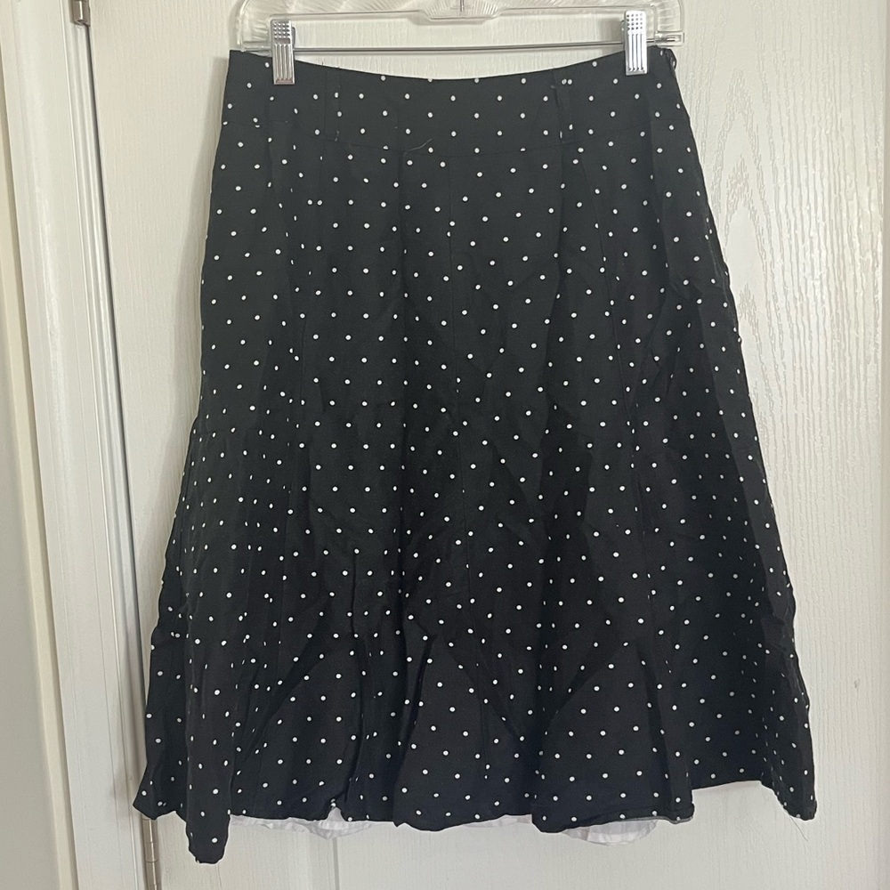 5/$25 Sherry Taylor Black White Polka Dot Skirt M Medium A-line flare